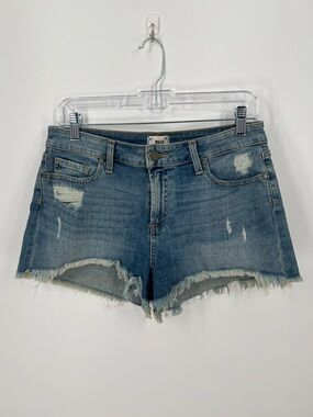 PAIGE Women's Distressed Frayed Hem Daryn Denim Shorts Size 29